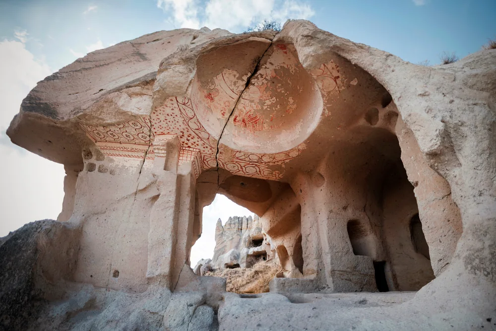 Rock-cut interior in Cappadocia